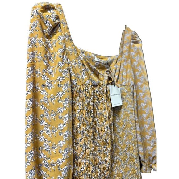 💕HOST PICK💝 Glamorous PUFF LONG SLEEVE SMOCKED MINI DRESS dress Ochre 4 6 8 - Picture 4 of 15